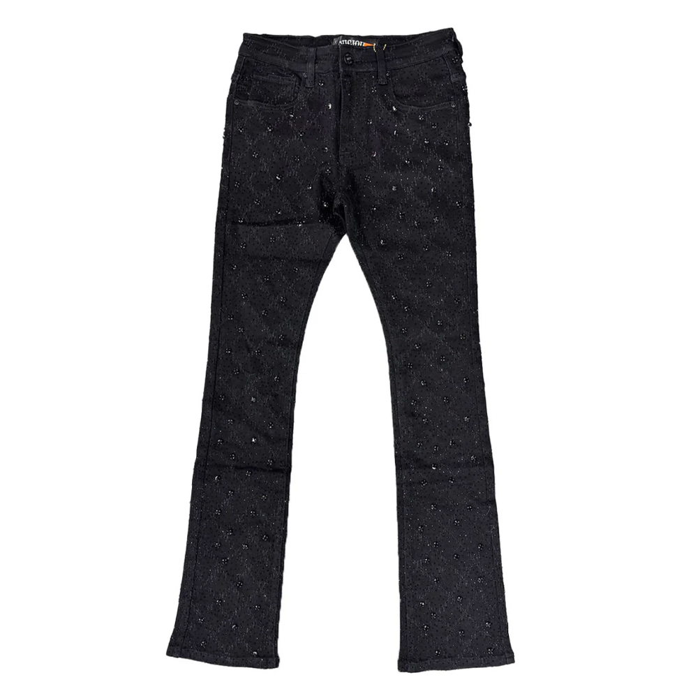 Denim Place Vicious Embellished Rhinestone Flare Denim