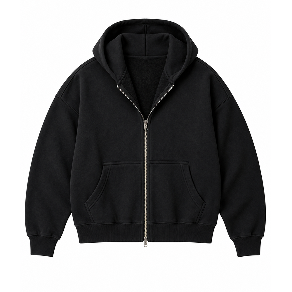 MNML Zip Up Black Hoodie