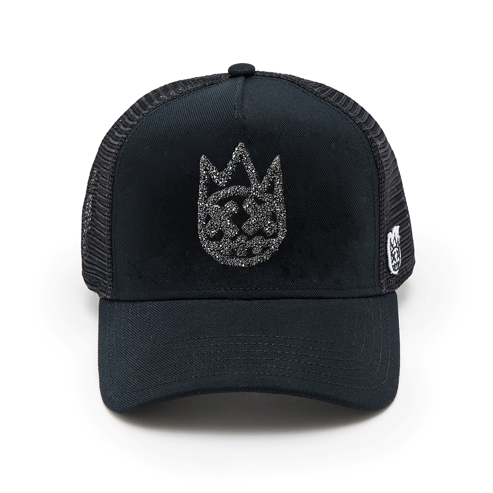 Cult's Crystal Logo Mesh Back Trucker Hat in Black