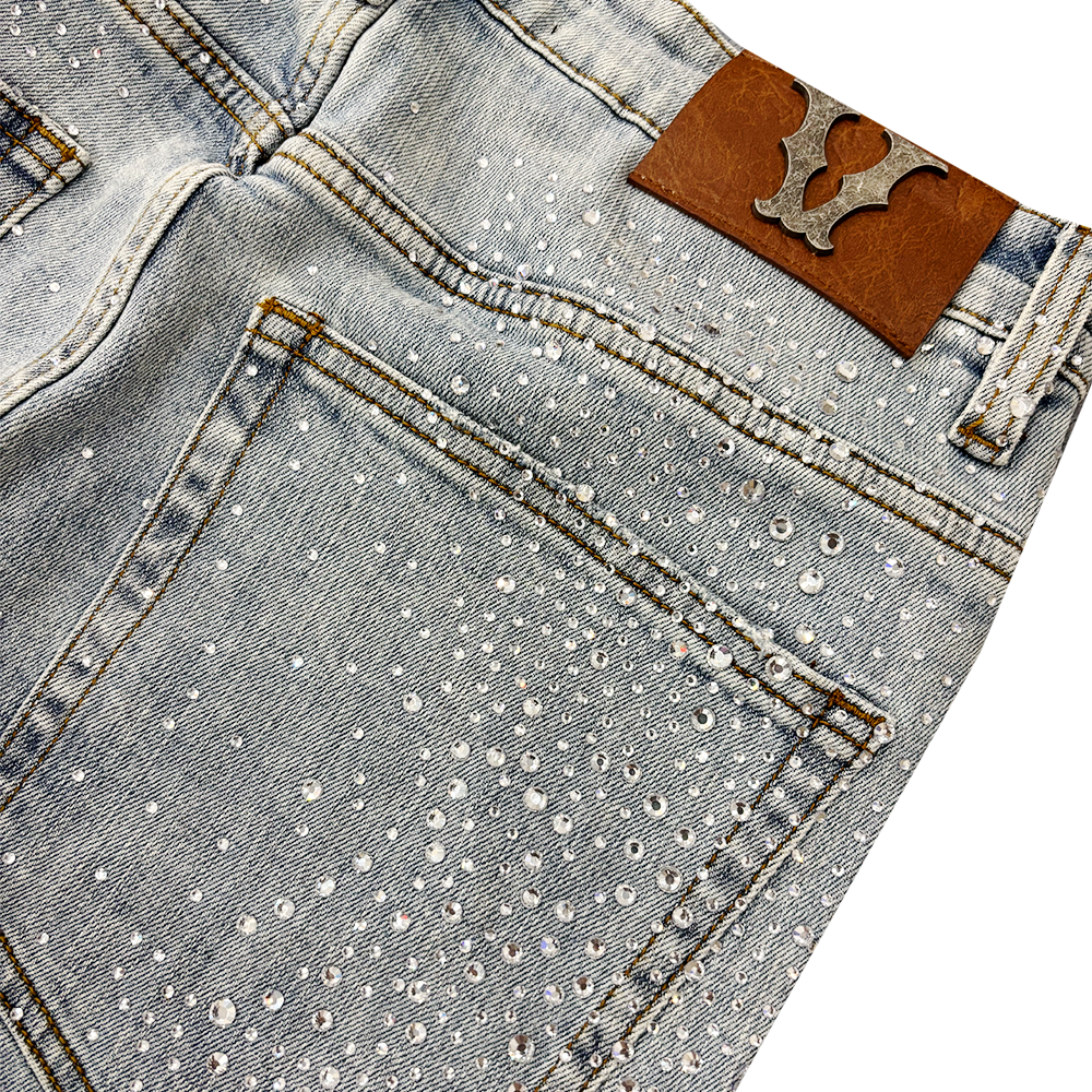 Denim Place Vicious Embellished Rhinestone Stack Demin