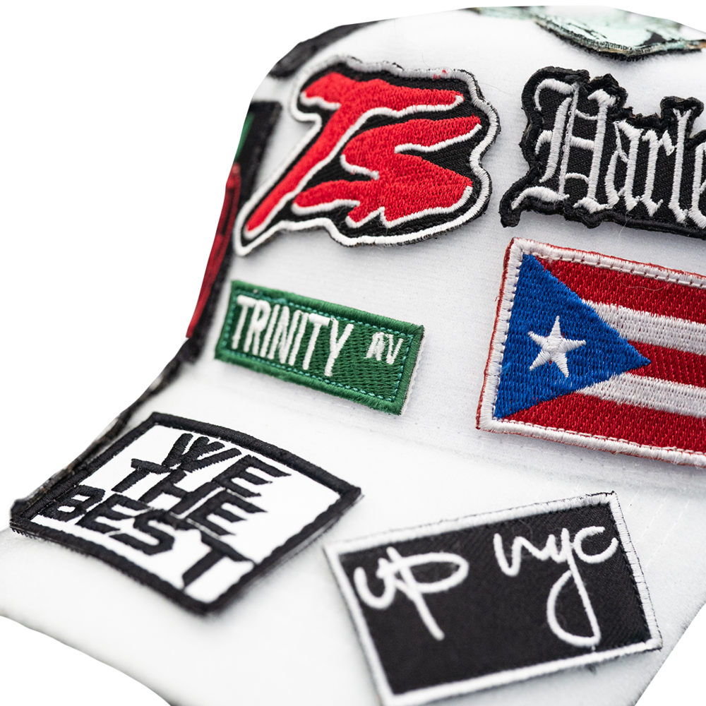 UP NYC x Stiky White Trucker Hat with Patches
