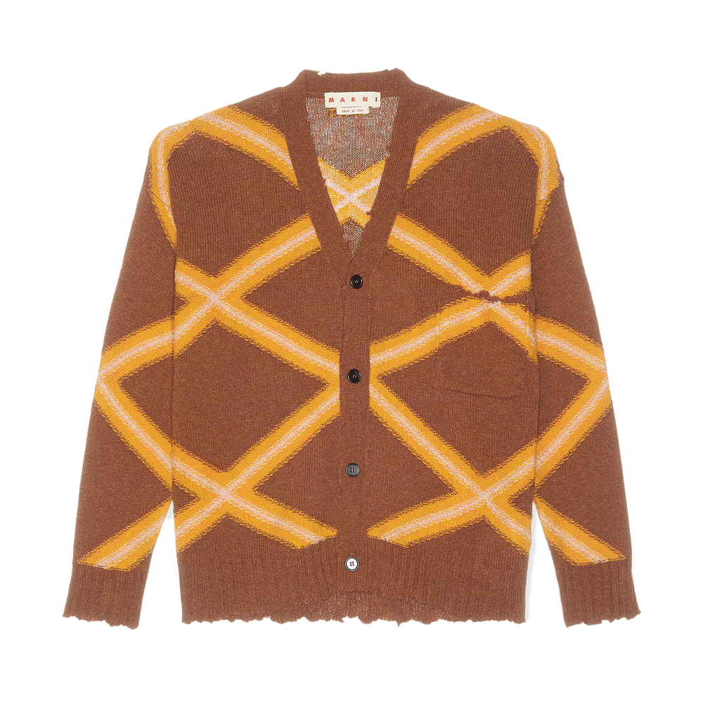Marni Broken Macro Argyle Gauge Cardigan