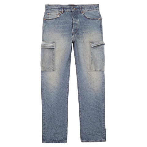 Purple Brand Worn Light Indigo Cargo Jean