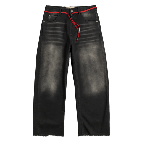 Marni Black Bleached Bull Denim Flared Trousers